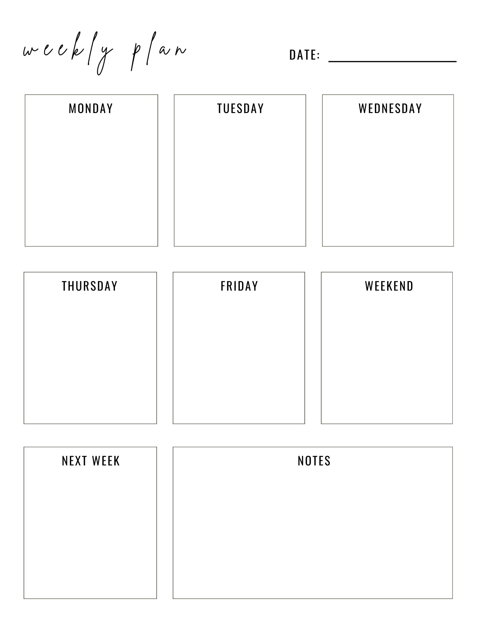 Printable Weeklly Planner Pages