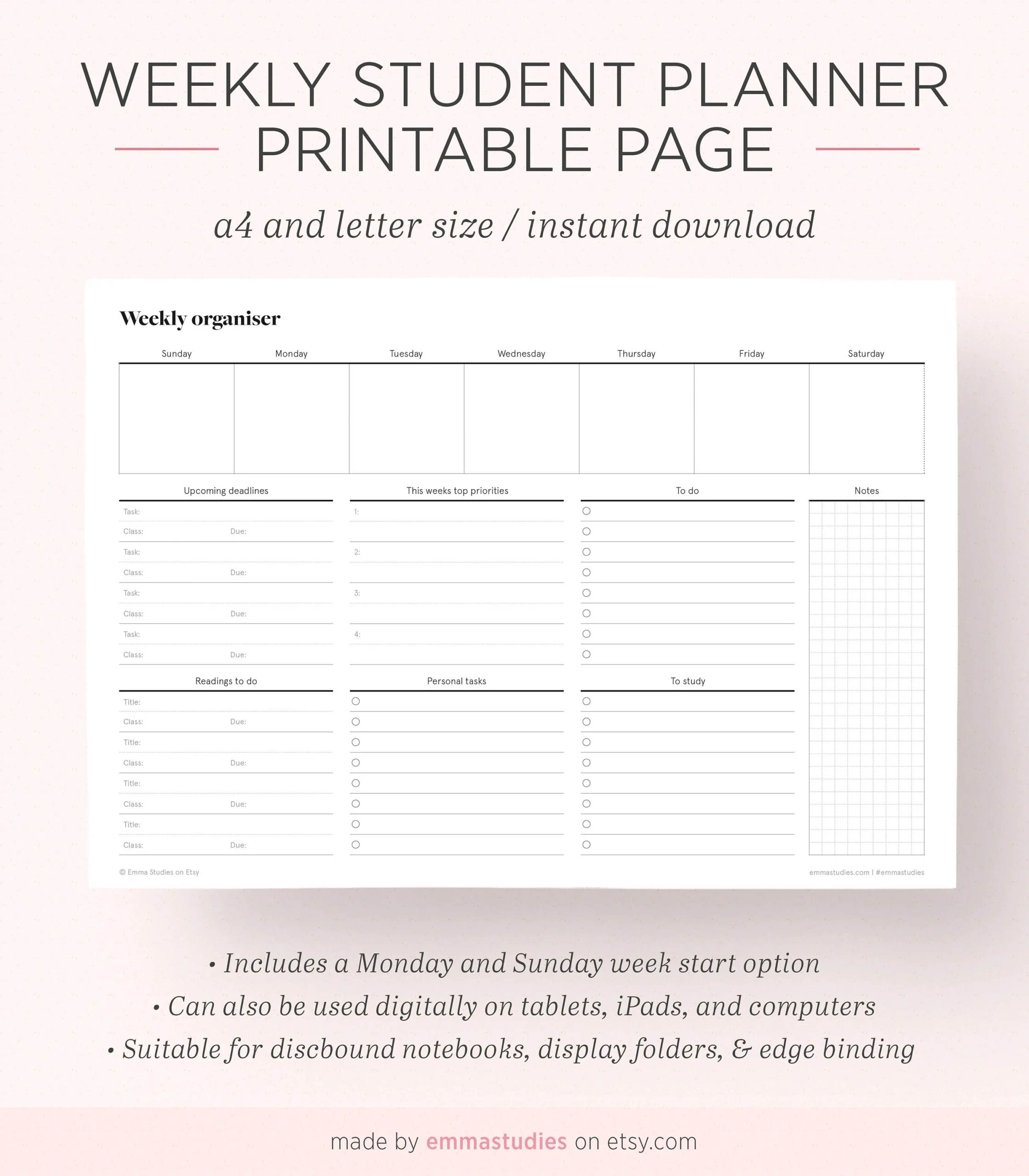 Printable High School Planner Etsy