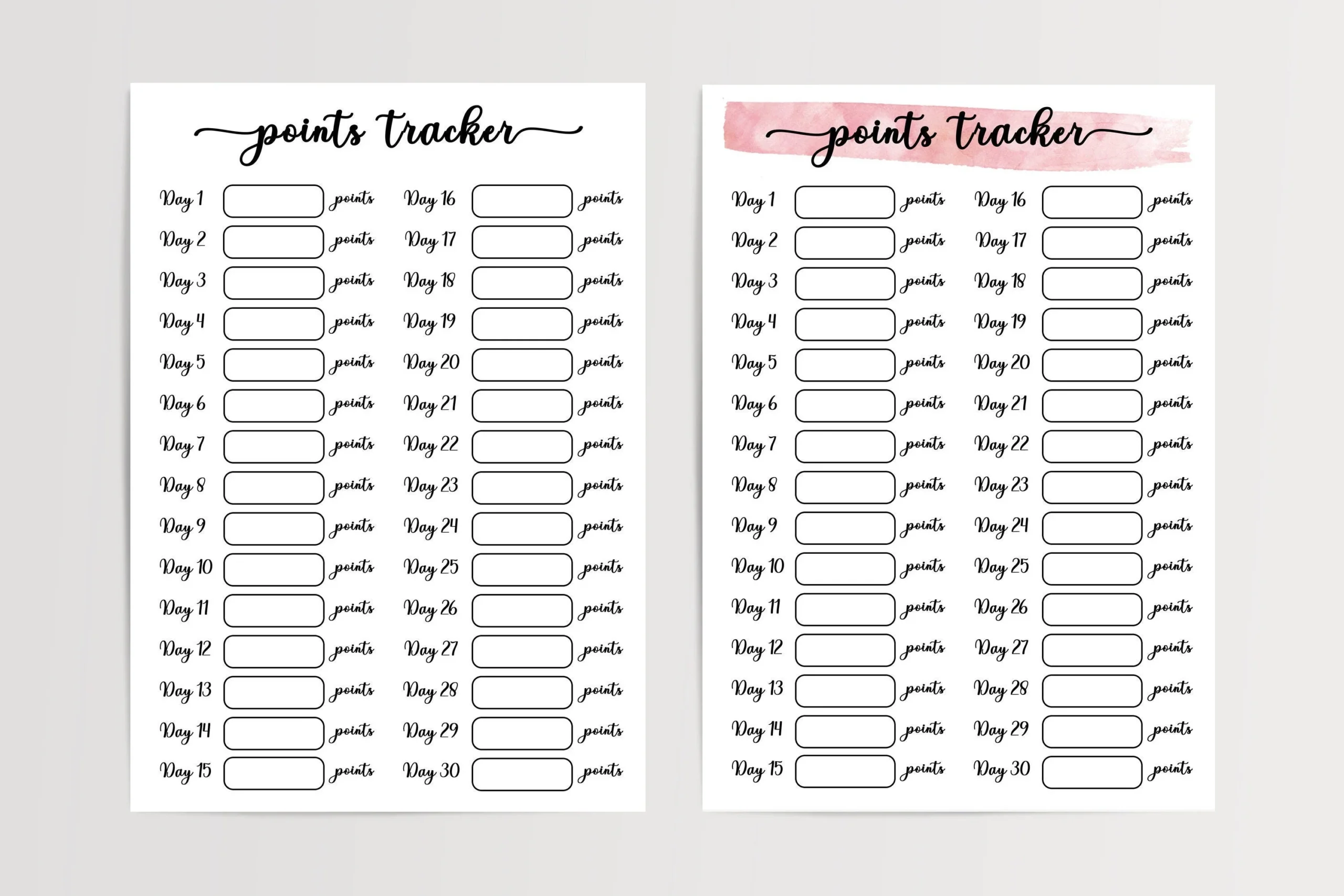 Weight Watchers Points Chart Printable