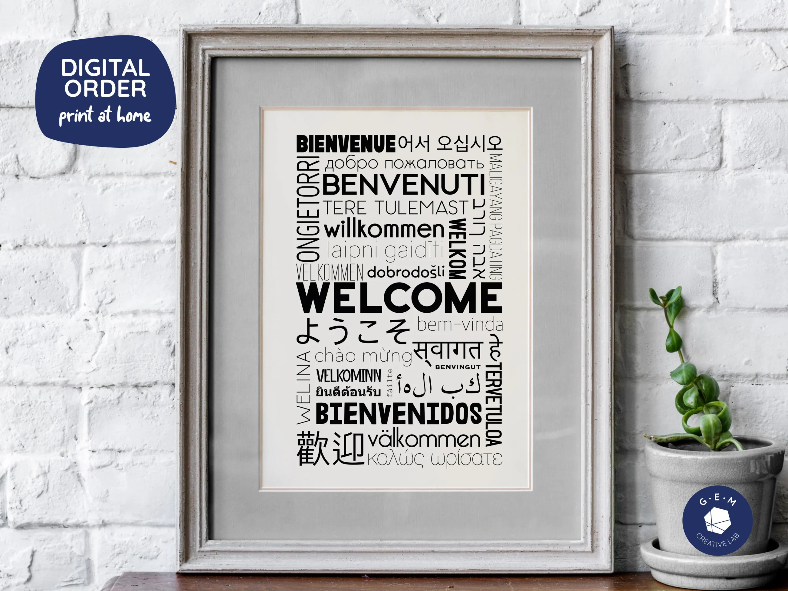 Welcome In Different Languages Printable Poster Black Digital Download Etsy