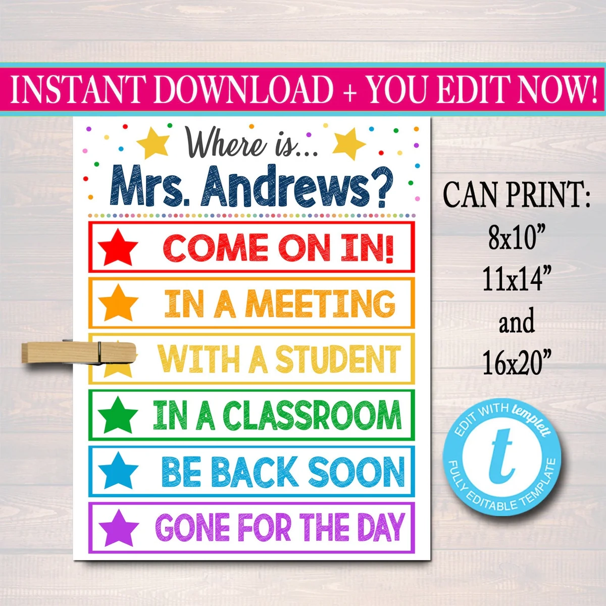 Where Is The Teacher Door Sign TidyLady Printables
