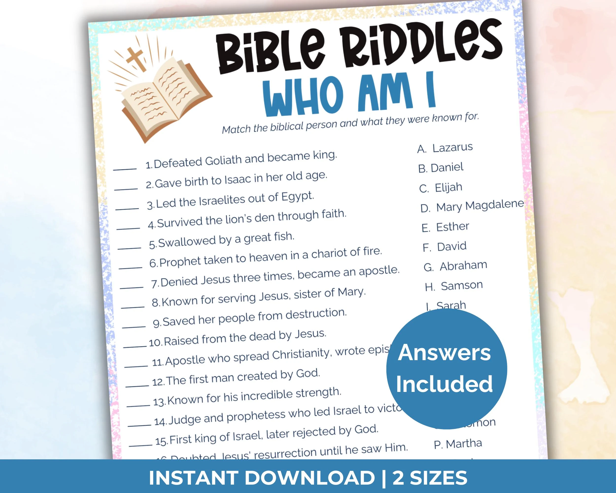 Religous Typography Quiz Printable