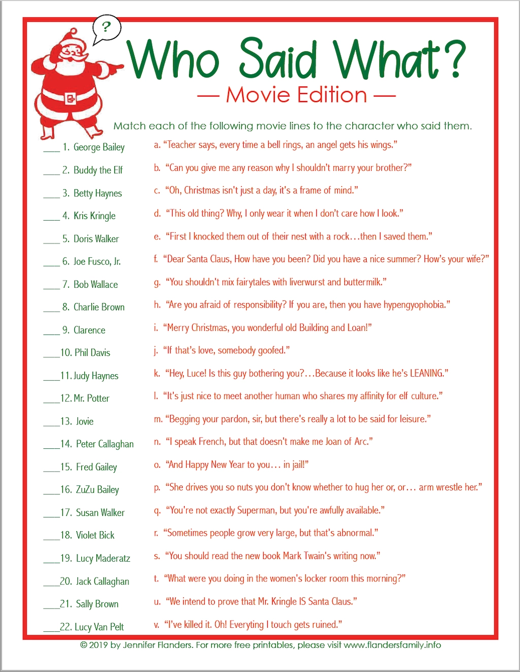 Printable Christmas Quiz Free