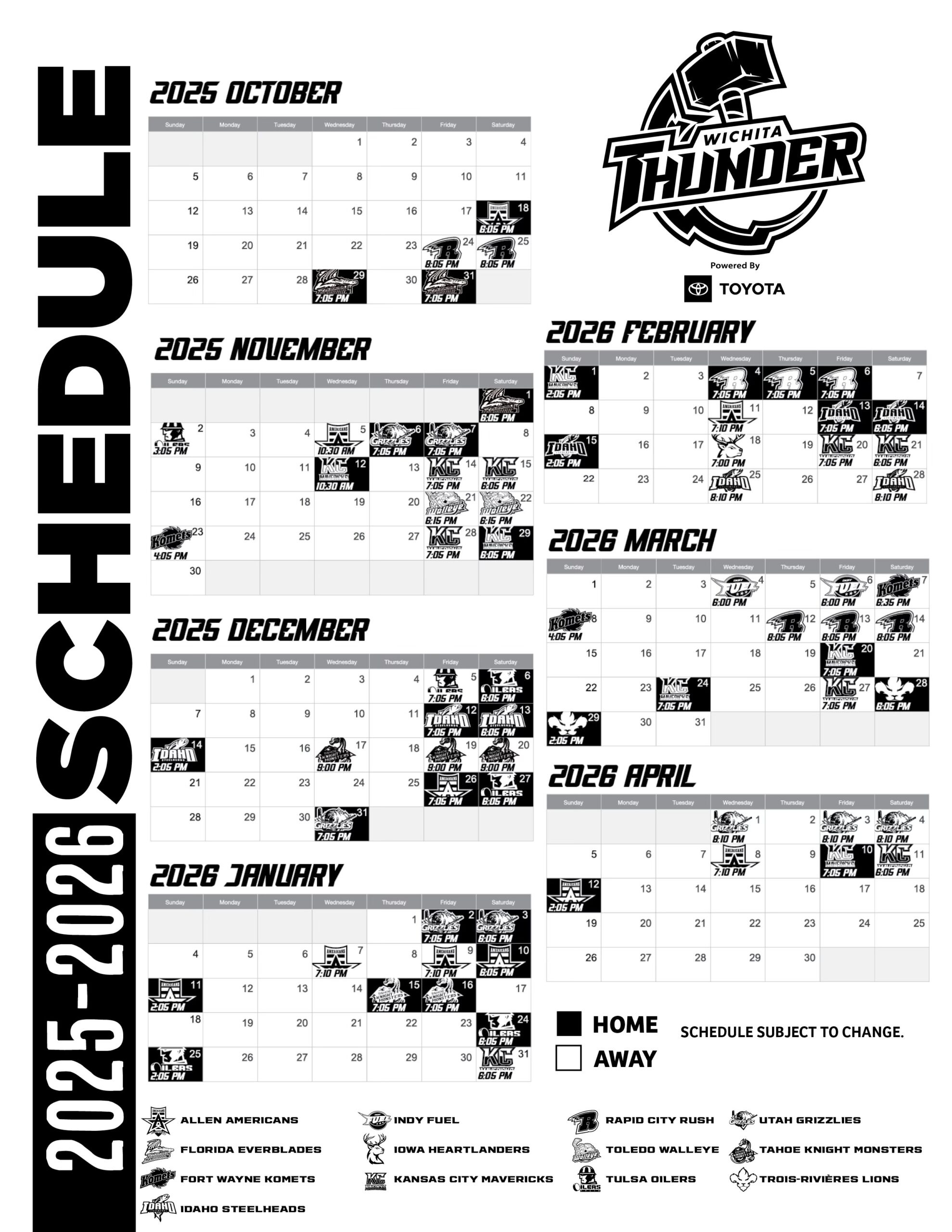 Free Printable Thunder Schedule 2025-26
