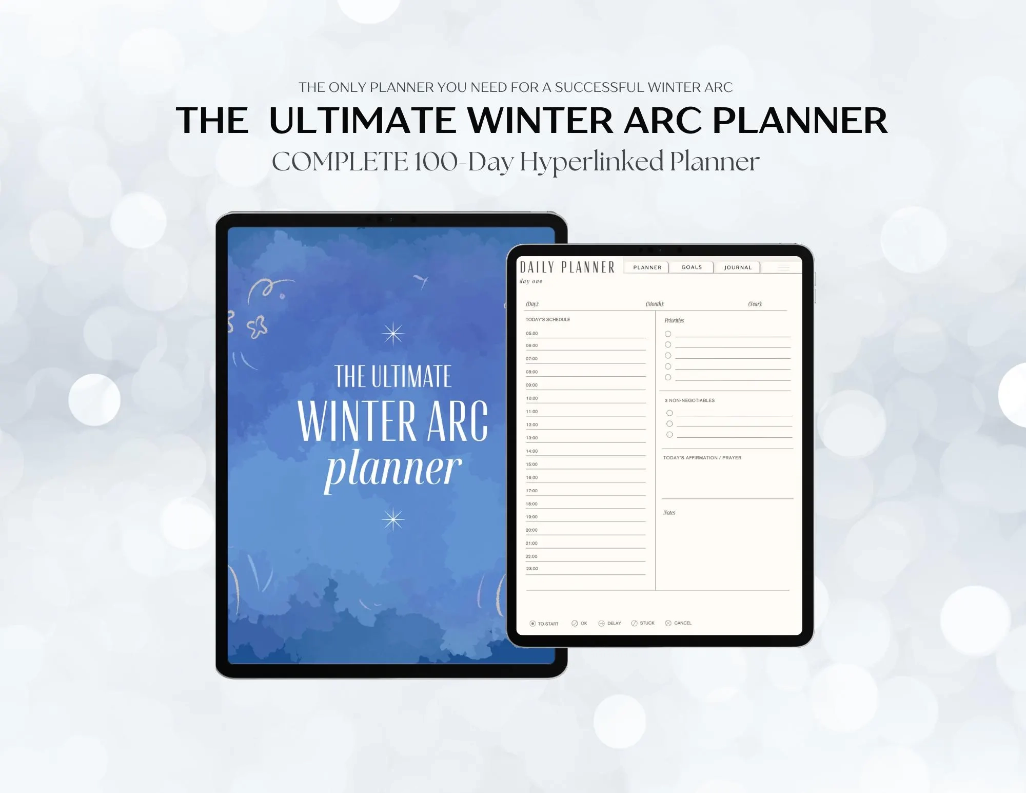 Winter Arc Digital Planner 100 day Self improvement Journal digital Download Etsy