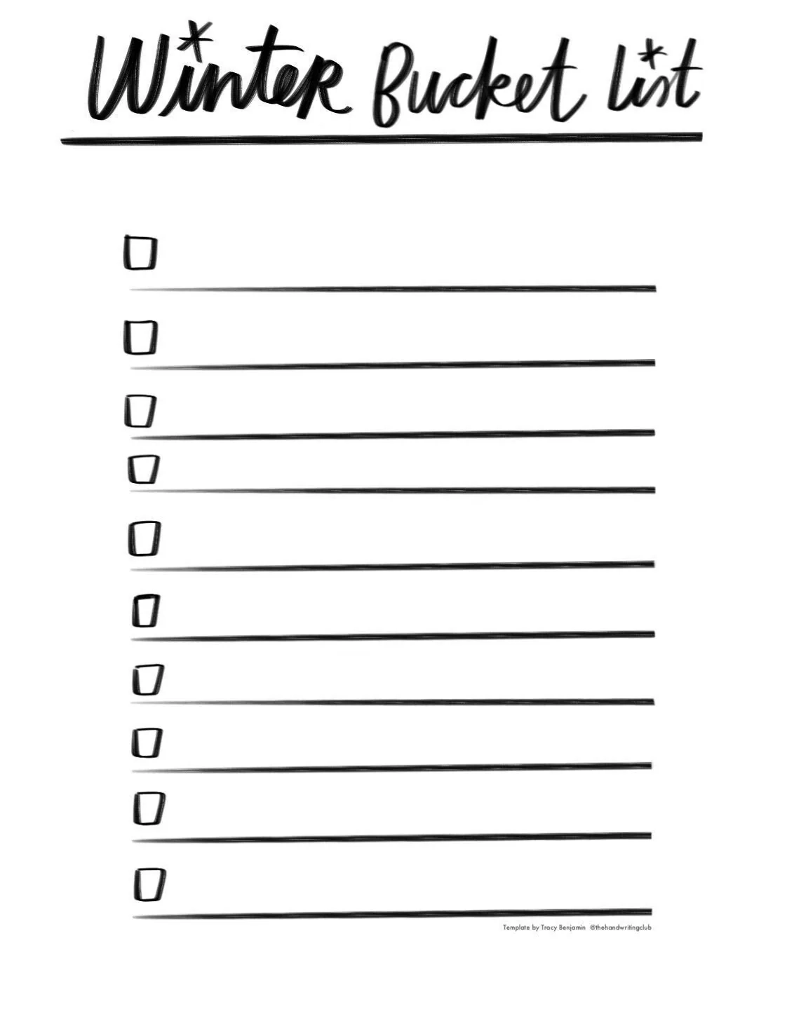 Printable Blank Winter To Do List