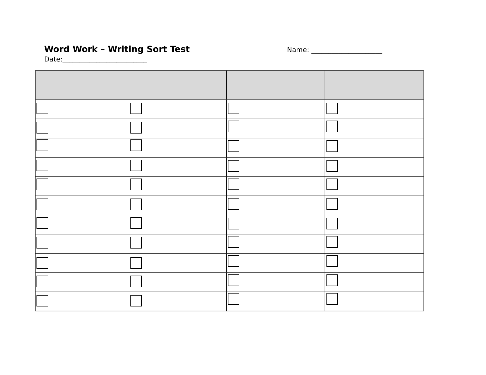 Words Their Way List Printable