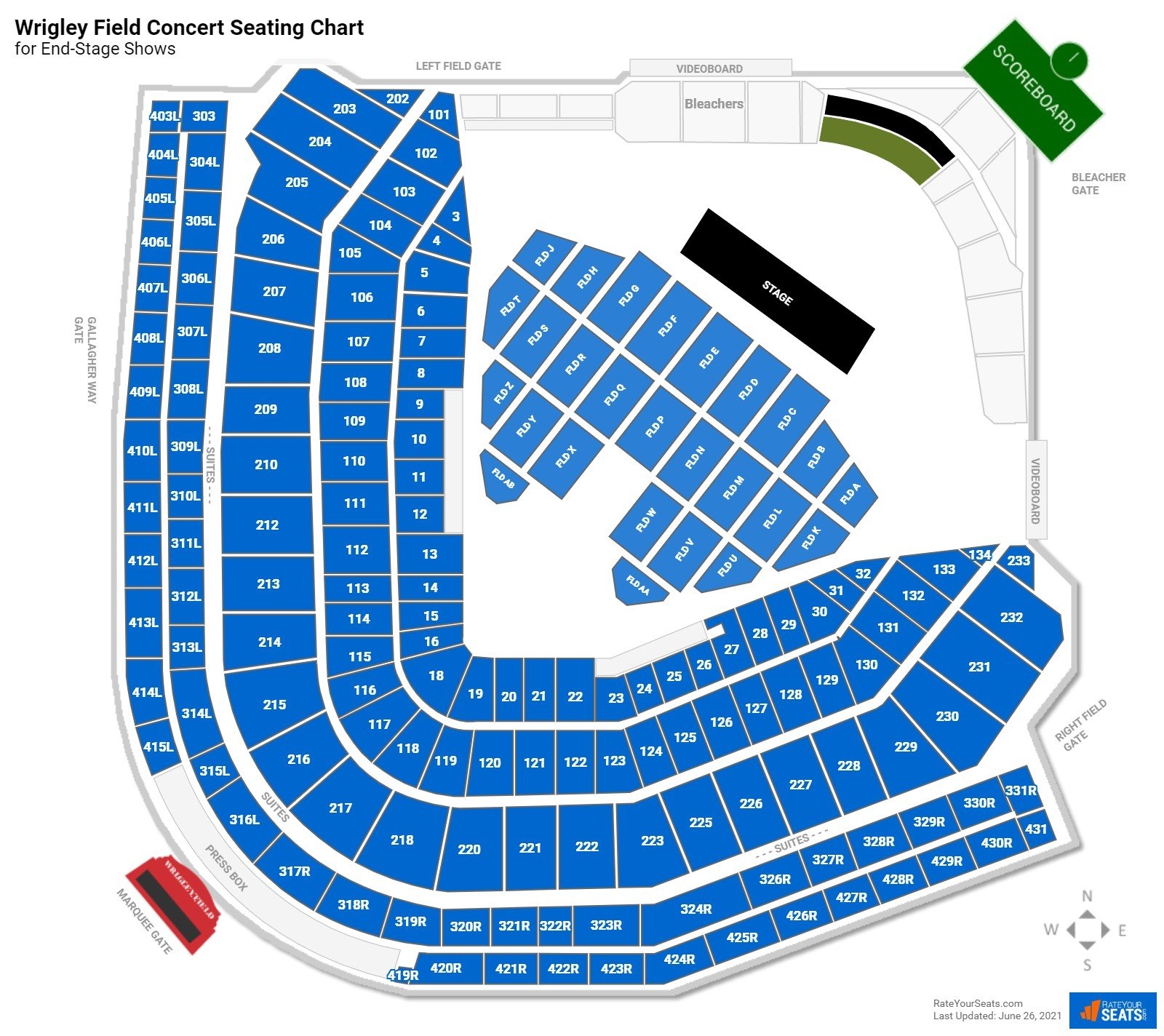 Wrigley Field Printable Seating Chart