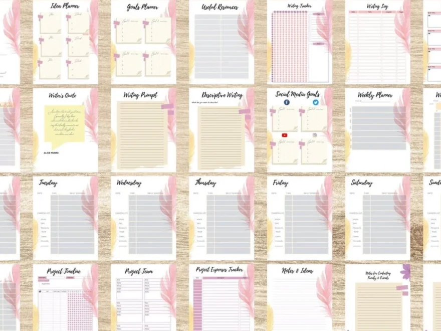 Writers Planner Author Planner Book Writing Planner Novel Planner PDF Printable 8 5x11 A4 Size Planners Weekly