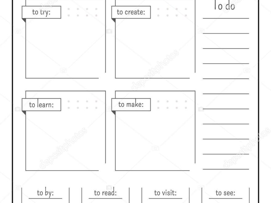 Yearly Goals Minimalist Planner Page Design Memo Boxes Make Checklist Stock Vector By TheImg 384965110