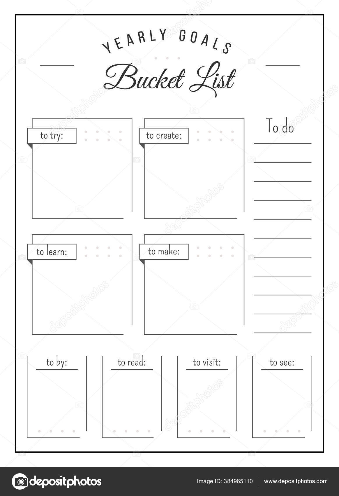 Yearly Goals Minimalist Planner Page Design Memo Boxes Make Checklist Stock Vector By TheImg 384965110