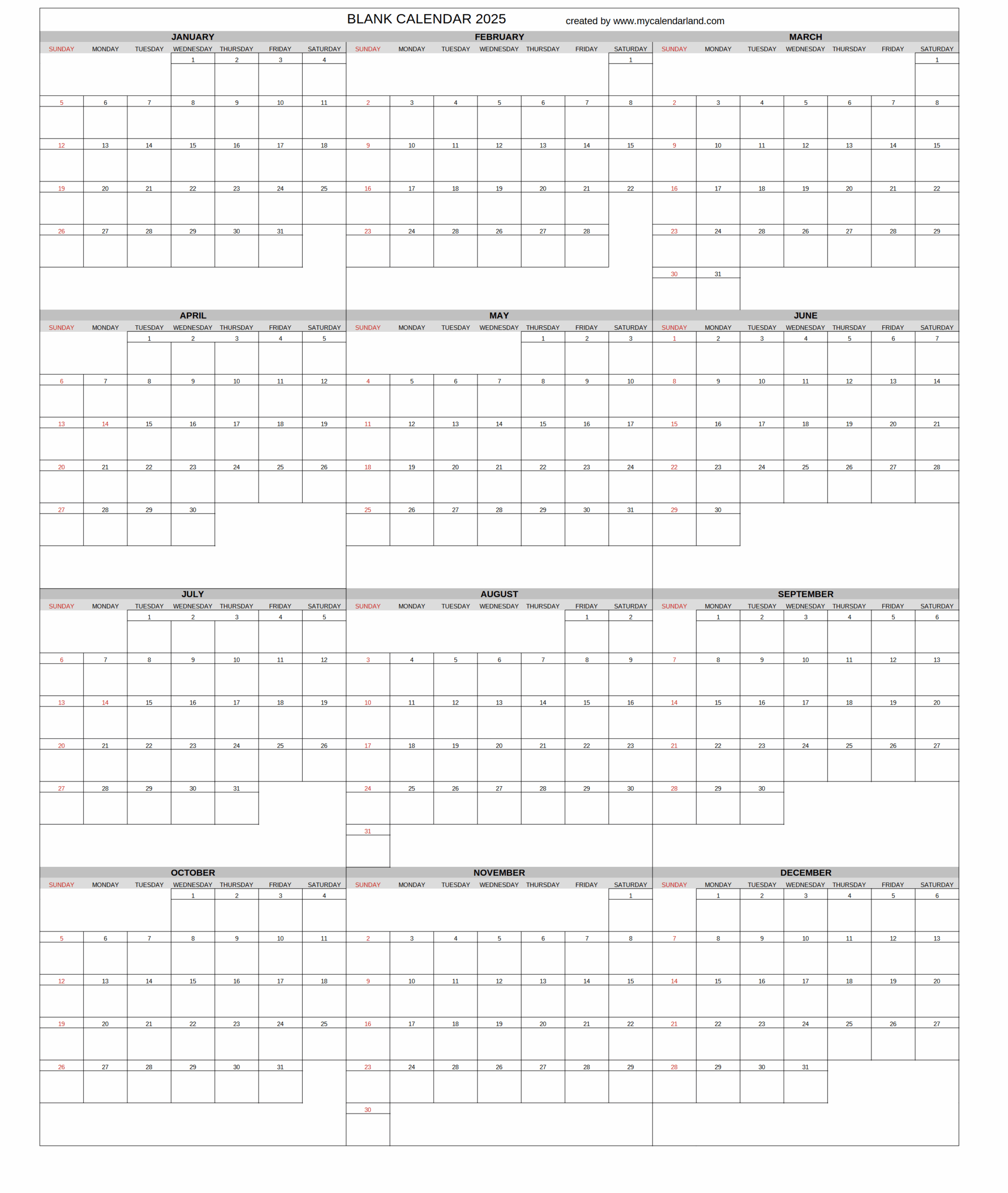 Yearly Printable Calendars For Free My Calendar Land