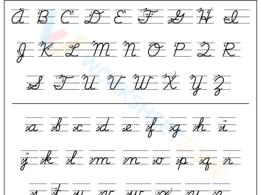 Zaner Bloser Cursive Alphabet Chart Worksheet
